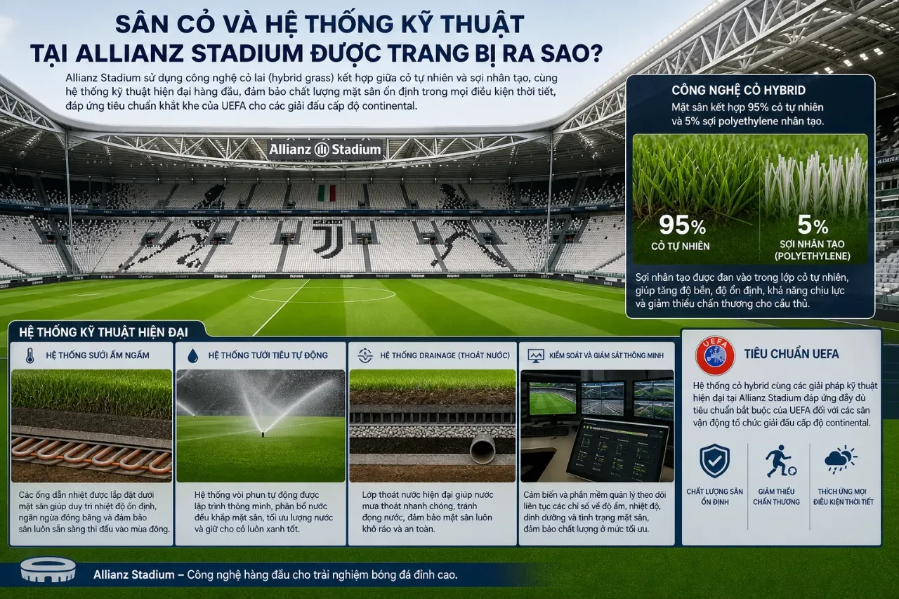 Khám Phá Allianz Stadium – Thánh Địa Hiện Đại Của Juventus Với 41.507 Chỗ Ngồi & Tiện Ích Đẳng Cấp UEFA 4 Sao