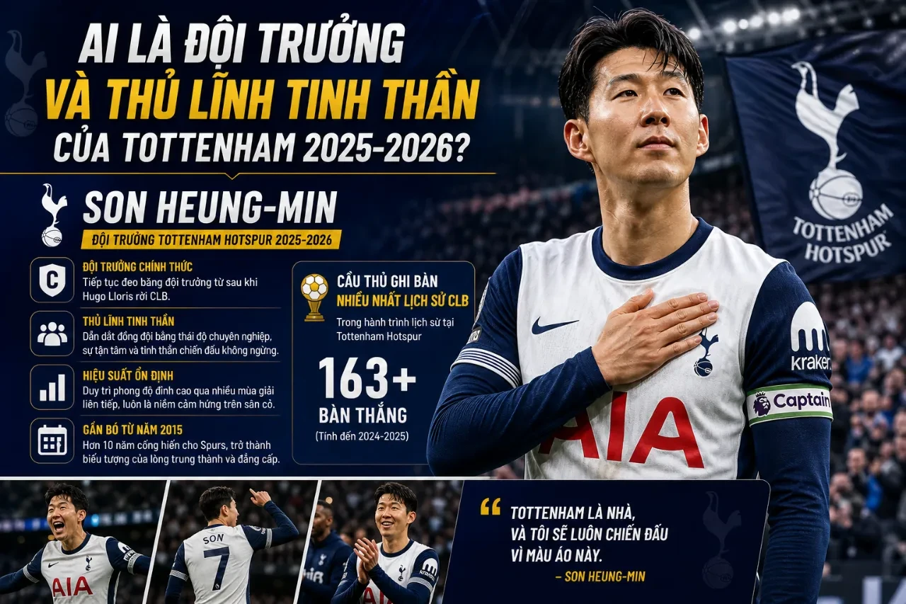 Cầu thủ đội trưởng Son Heung-min trong màu áo đấu của Tottenham