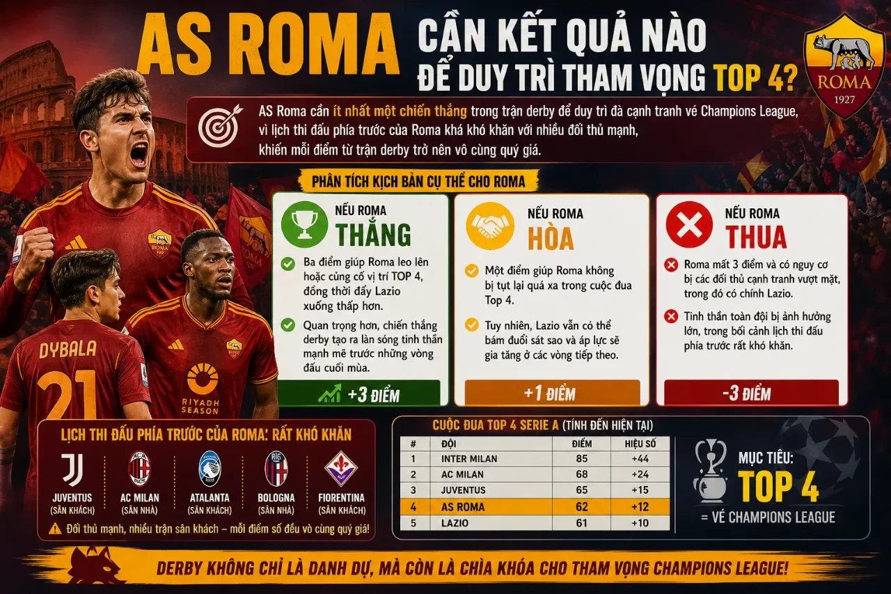 Cầu thủ AS Roma ăn mừng bàn thắng trong trận cầu then chốt tại Serie A
