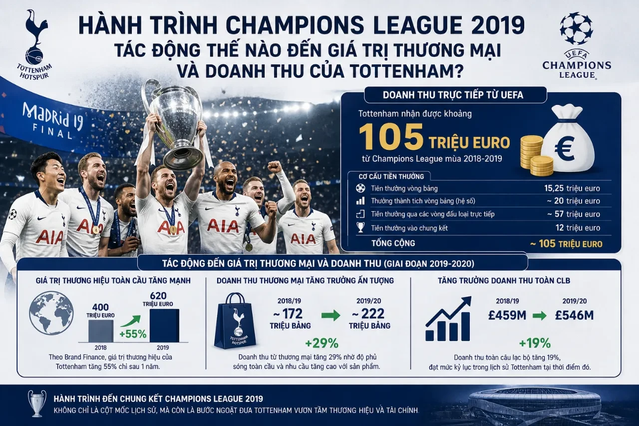 Hành Trình Champions League 2019 Tác Động Thế Nào Đến Giá Trị Thương Mại Và Doanh Thu Của Tottenham?