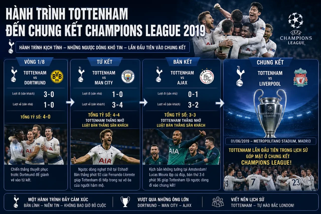 Hành trình Tottenham vào chung kết Champions League 2019