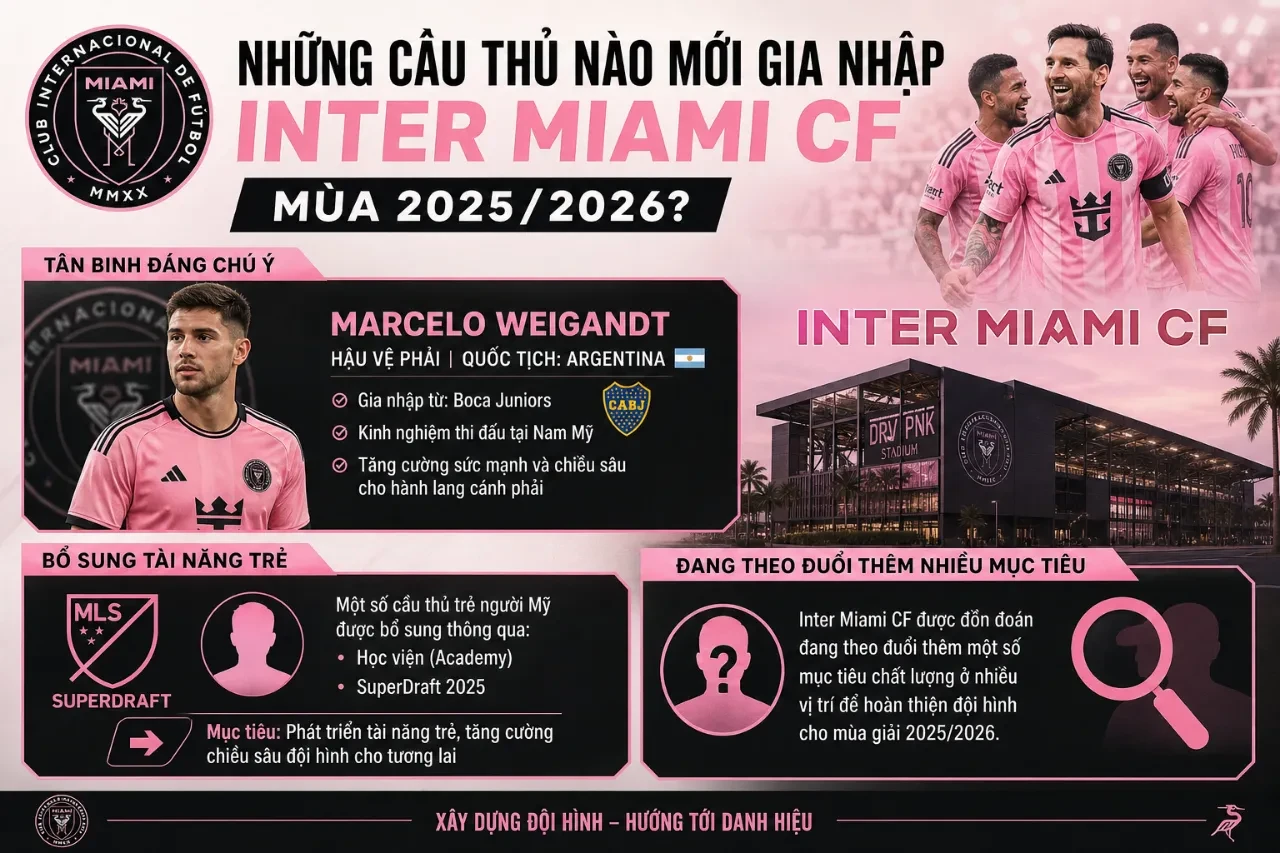 Đội Hình Inter Miami CF 2025/2026: Danh Sách Cầu Thủ, Số Áo và Vị Trí Thi Đấu Mới Nhất