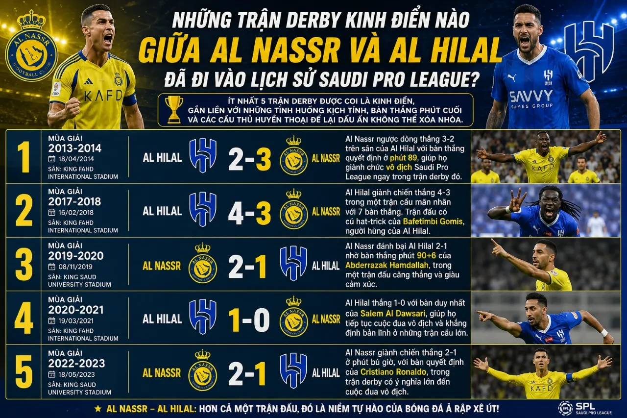 Những trận derby kinh điển giữa Al Nassr và Al Hilal