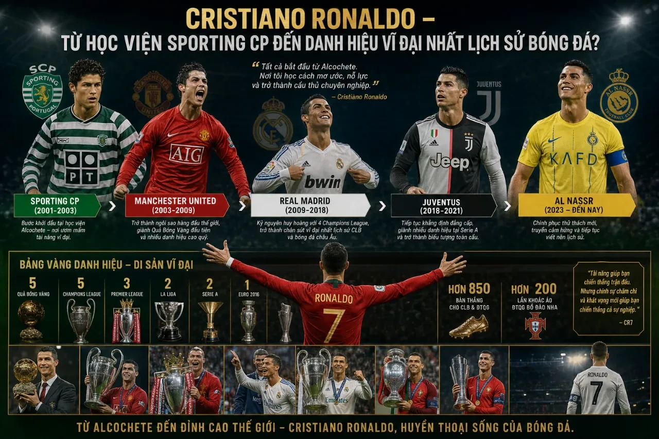 Cristiano Ronaldo – Từ Học Viện Sporting CP Đến Danh Hiệu Vĩ Đại Nhất Lịch Sử Bóng Đá?