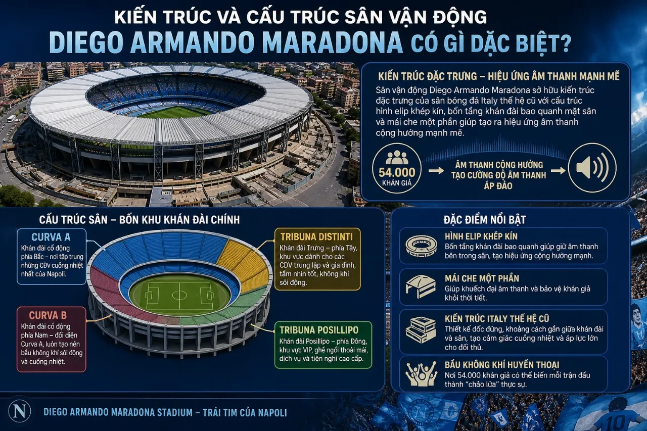 Kiến Trúc Và Cấu Trúc Sân Vận Động Diego Armando Maradona Có Gì Đặc Biệt
