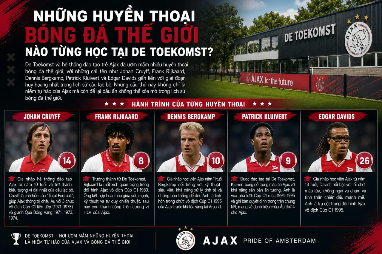 Các thế hệ huyền thoại bóng đá thế giới trưởng thành từ lò đào tạo trẻ Ajax