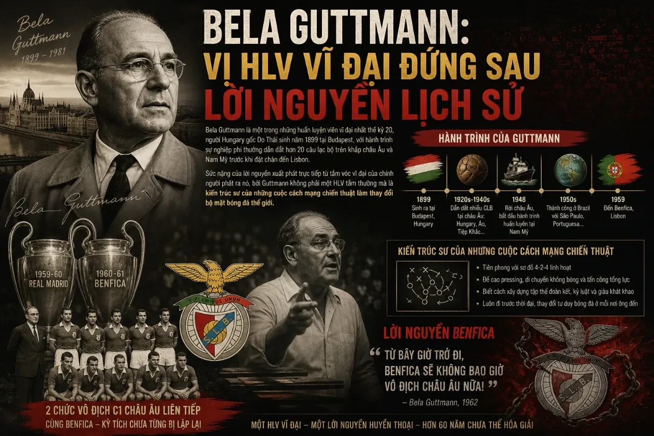 Chân dung nhà cầm quân huyền thoại Bela Guttmann