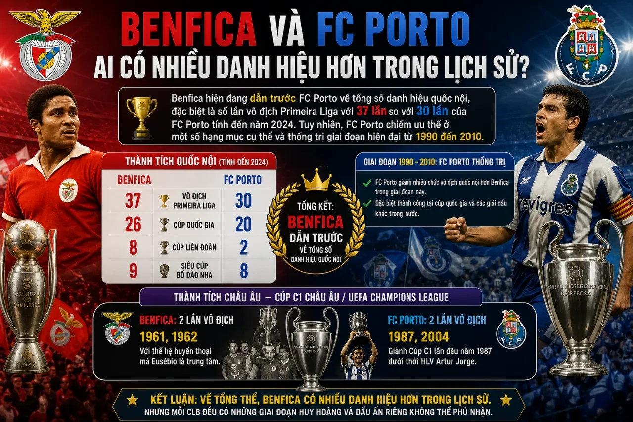 O Classico — Trận Siêu Kinh Điển Bồ Đào Nha: Khi Benfica Đại Chiến FC Porto Tranh Bá Quyền Iberia