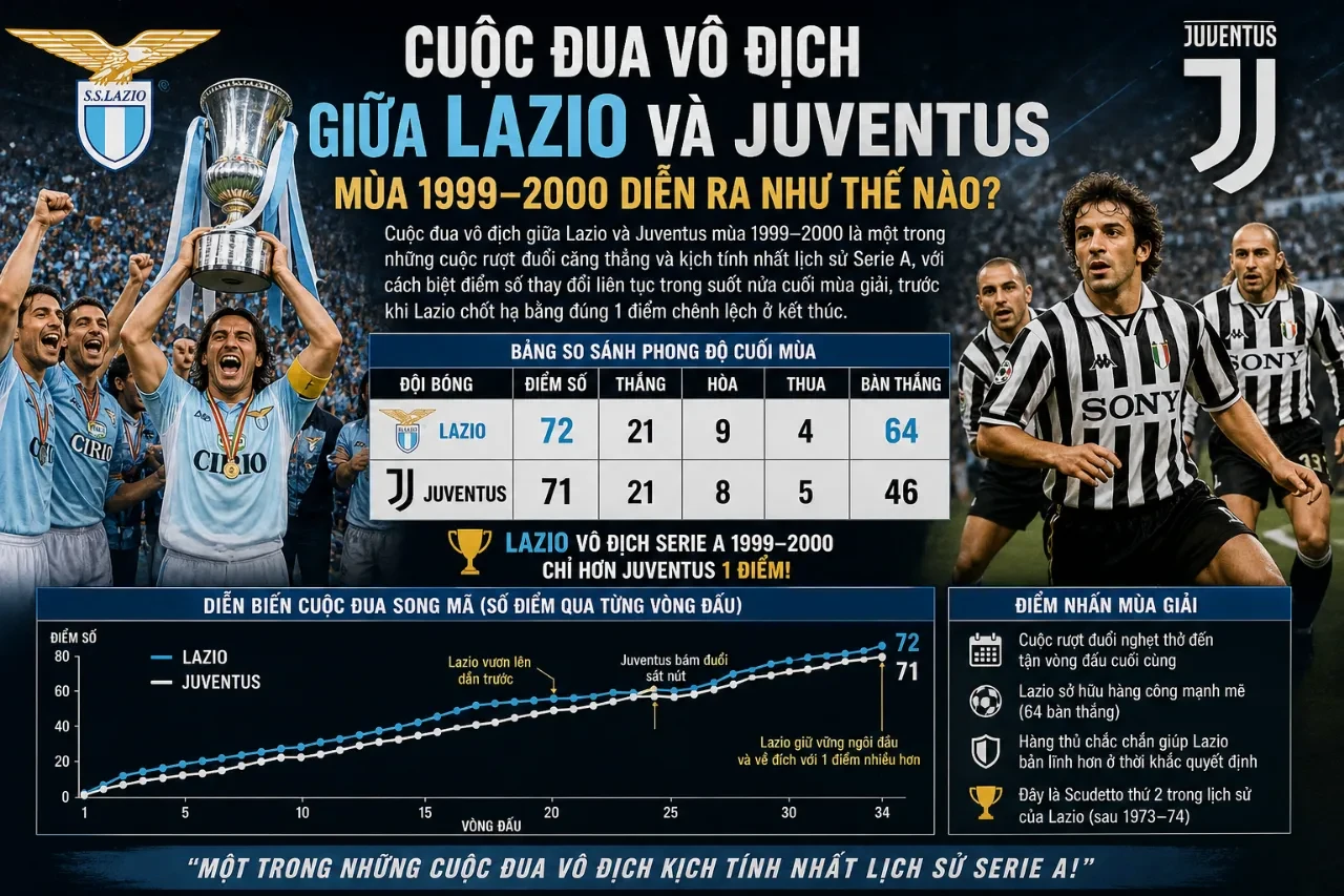 Nhìn Lại Kỷ Nguyên Hoàng Kim Của Lazio: Scudetto 2000 Và Dải Ngân Hà Huyền Thoại Thành Rome