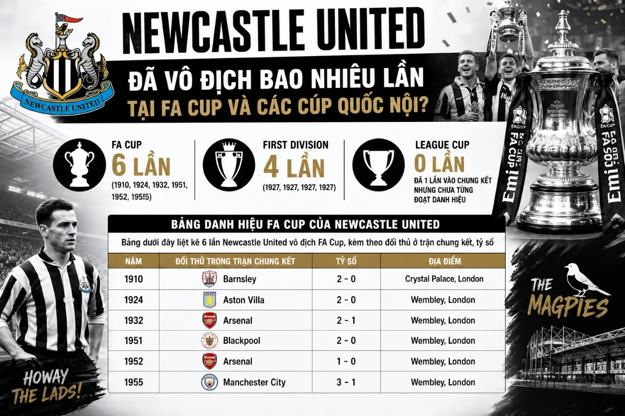 Đội hình Newcastle United ăn mừng cúp vô địch FA Cup lịch sử