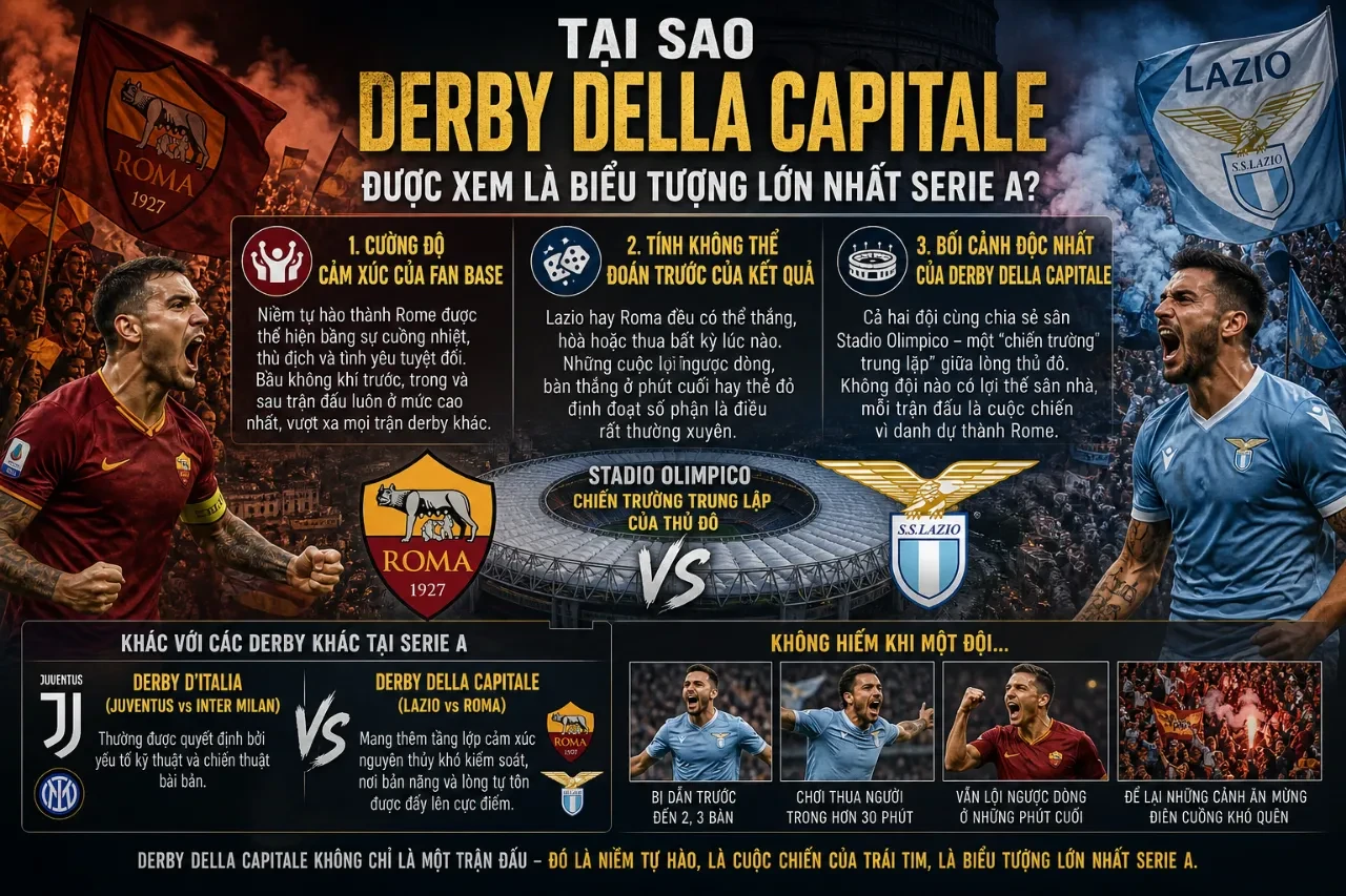 Nhận Định Derby della Capitale: AS Roma vs Lazio – Kình Địch Trăm Năm Quyết Đấu Tại Stadio Olimpico