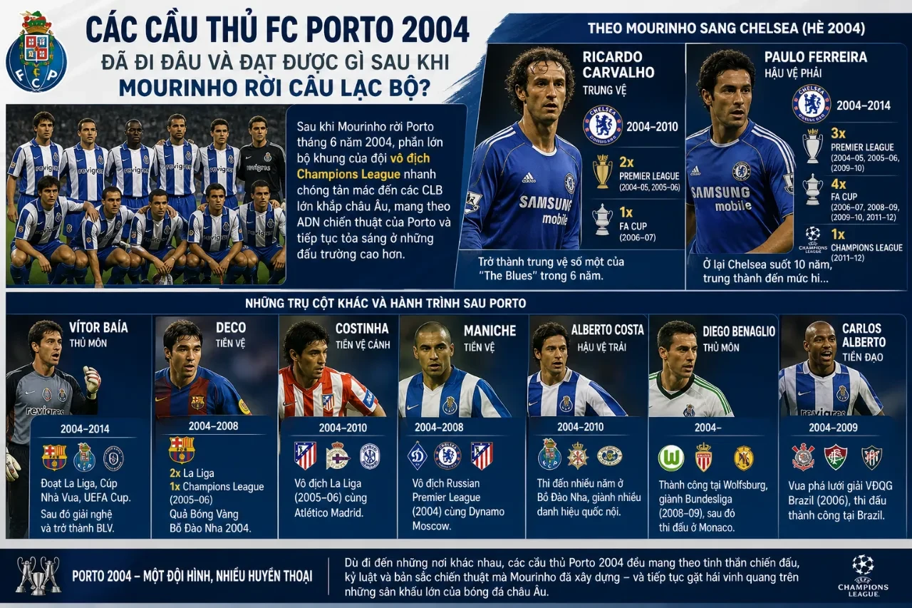 Hình ảnh các ngôi sao trụ cột FC Porto 2004 tỏa sáng tại các câu lạc bộ châu Âu sau đó
