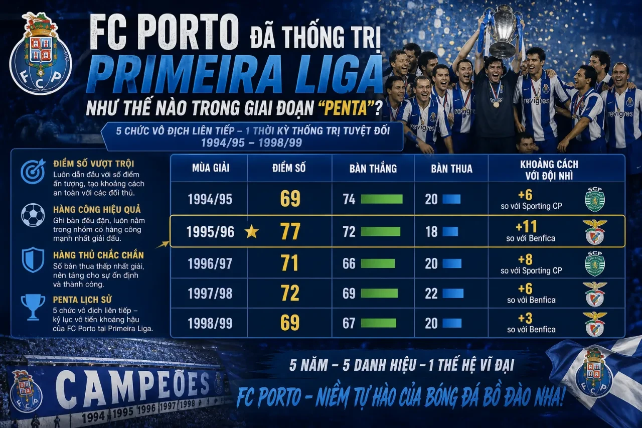 Đội hình FC Porto nâng cao cúp vô địch Primeira Liga đánh dấu chuỗi 5 mùa đăng quang liên tiếp