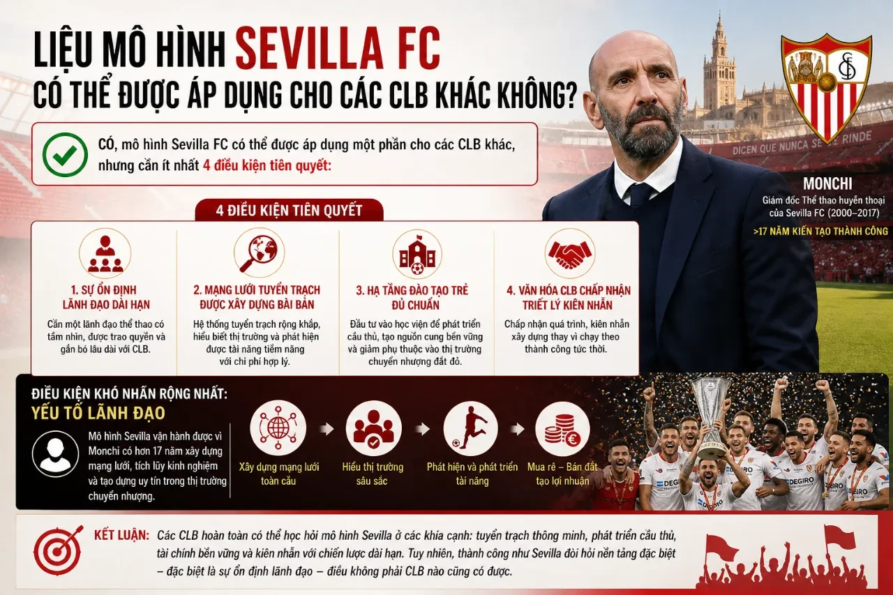 Lãnh đạo và chuyên gia phân tích chiến lược thảo luận áp dụng mô hình vận hành Sevilla FC