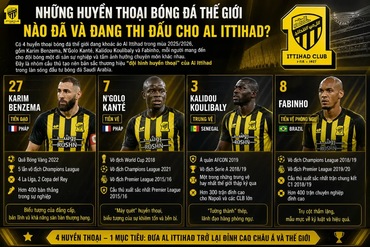 Siêu sao Karim Benzema và N'Golo Kanté trao đổi rạng rỡ trên sân tập Al Ittihad