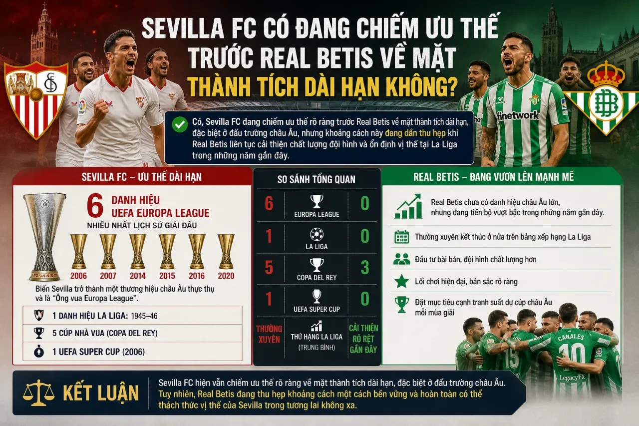 Giải Mã Derby Sevillano: Lịch Sử Đối Đầu, Thống Kê H2H & Cán Cân Sức Mạnh Giữa Sevilla FC và Real Betis