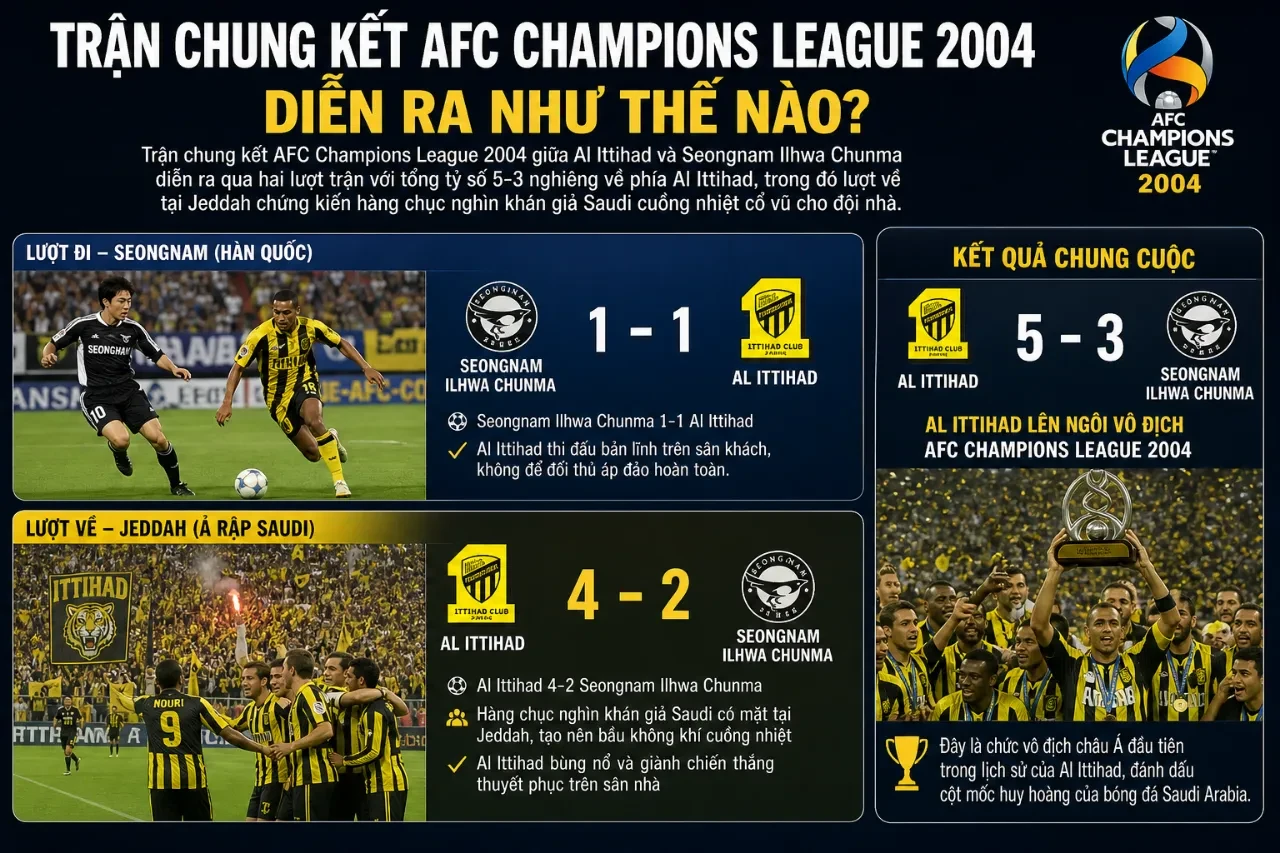 Pha tranh chấp quyết liệt trong trận chung kết lượt về giữa Seongnam và Al Ittihad năm 2004