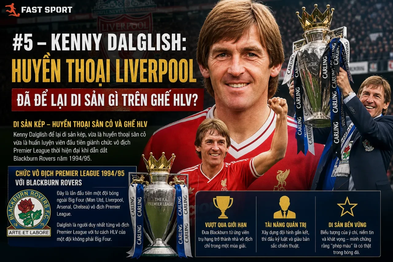 Chiến lược gia Kenny Dalglish giơ tay tri ân người hâm mộ bóng đá trên sân vận động Anfield