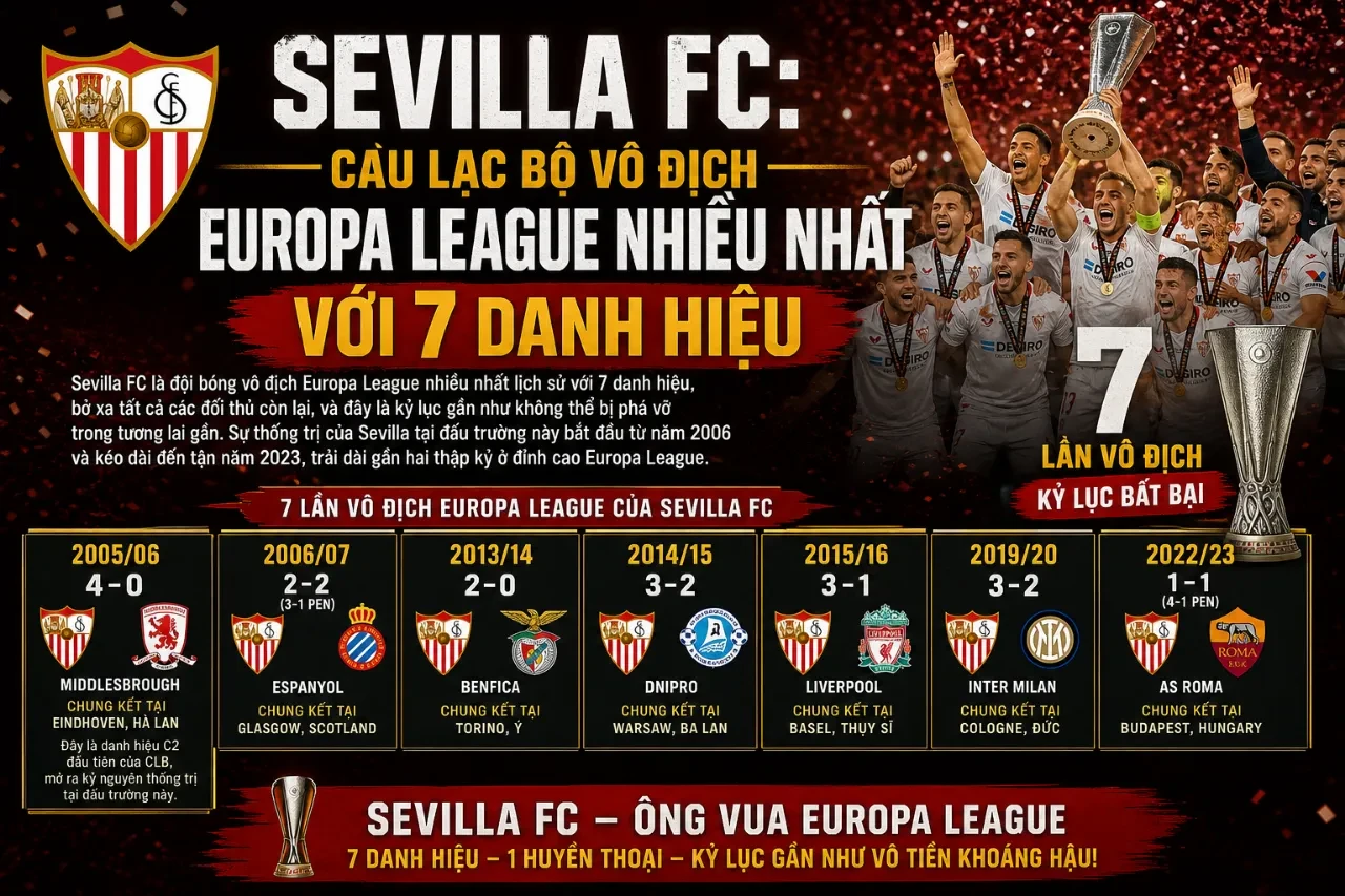 Tổng Hợp Danh Hiệu Cúp C2: Top Các Câu Lạc Bộ Đoạt Ngôi Vương Europa League Nhiều Nhất Lịch Sử