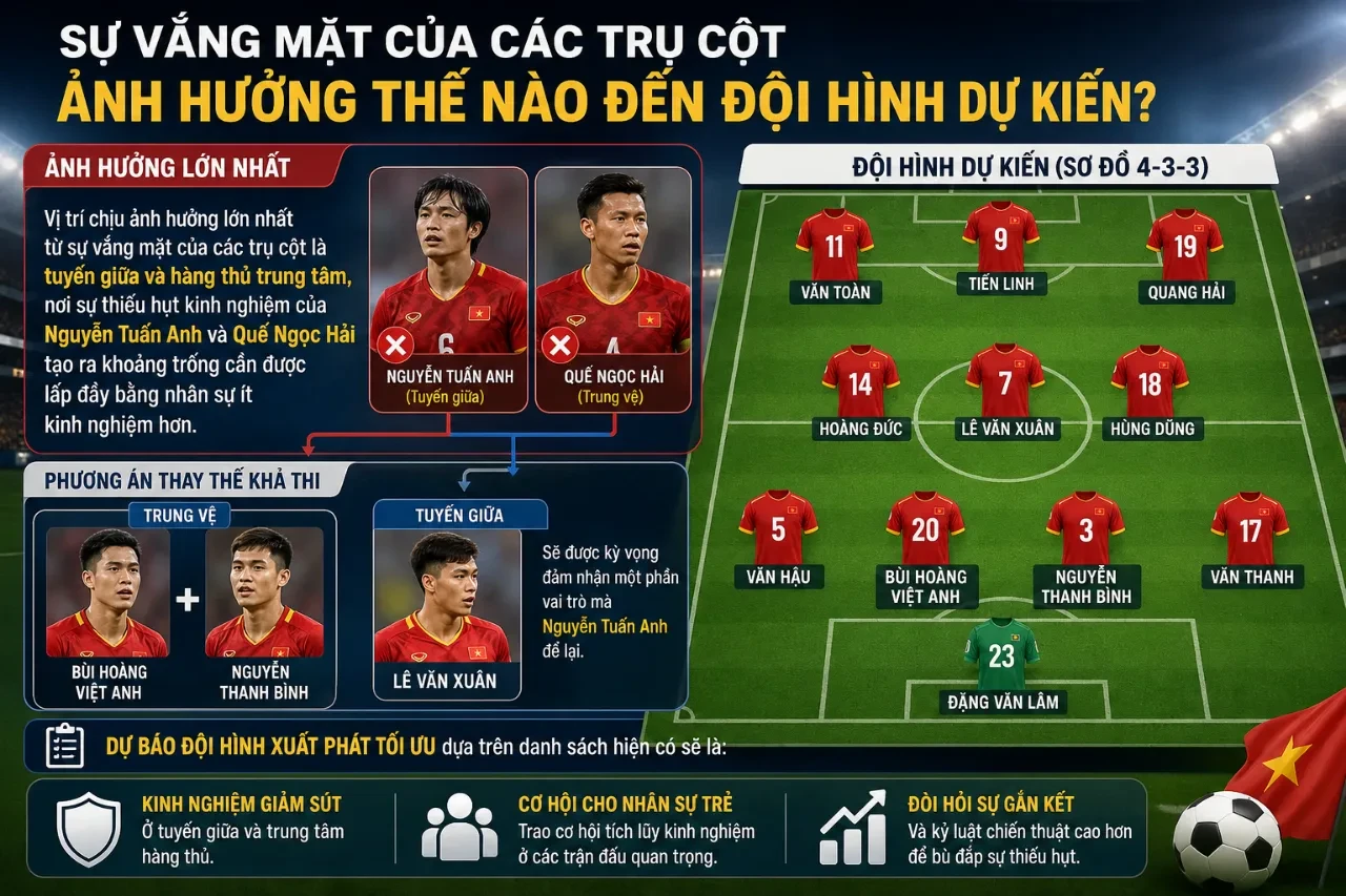 Sự Vắng Mặt Của Các Trụ Cột Ảnh Hưởng Thế Nào Đến Đội Hình Dự Kiến?