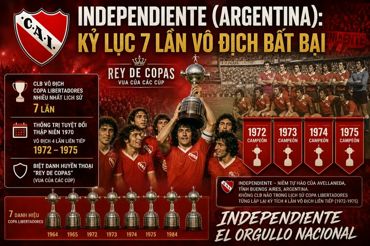 Đội hình câu lạc bộ Independiente nâng cao cúp vô địch Nam Mỹ
