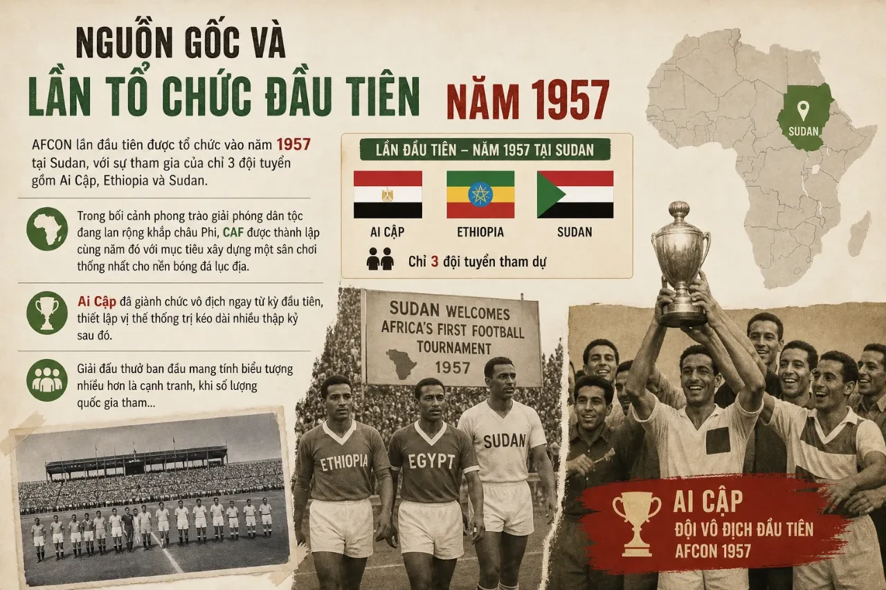 Bức ảnh lịch sử về buổi lễ khai mạc giải bóng đá vô địch châu Phi đầu tiên diễn ra tại Sudan