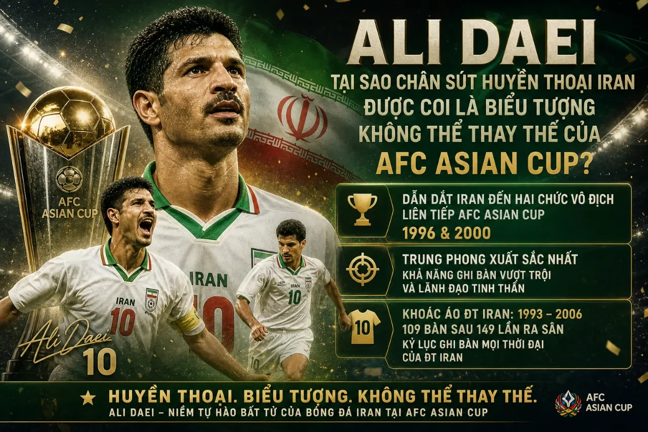 Ali Daei là chân sút vĩ đại của bóng đá Iran tại các kỳ Asian Cup