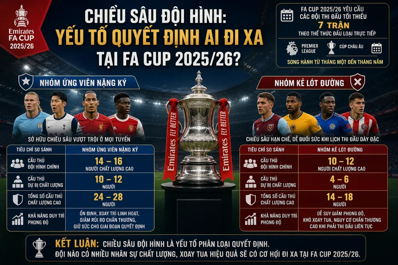Xếp hạng Sức Mạnh Đội Hình Các Ứng Viên Vô Địch FA Cup 2025/26: Kẻ Thống Trị Và Kẻ Lót Đường
