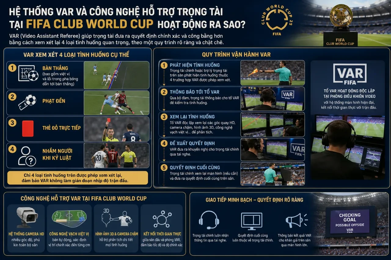 Trọng tài phòng video VAR đang xem lại góc quay chậm của một tình huống bóng trên màn hình