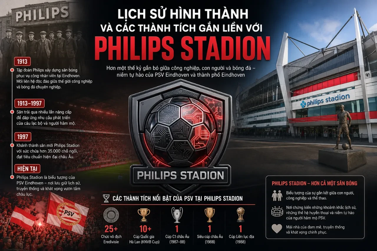 Top 5 Sân Vận Động Huyền Thoại Của Eredivisie: Thánh Địa Bóng Đá Hà Lan Không Thể Bỏ Lỡ