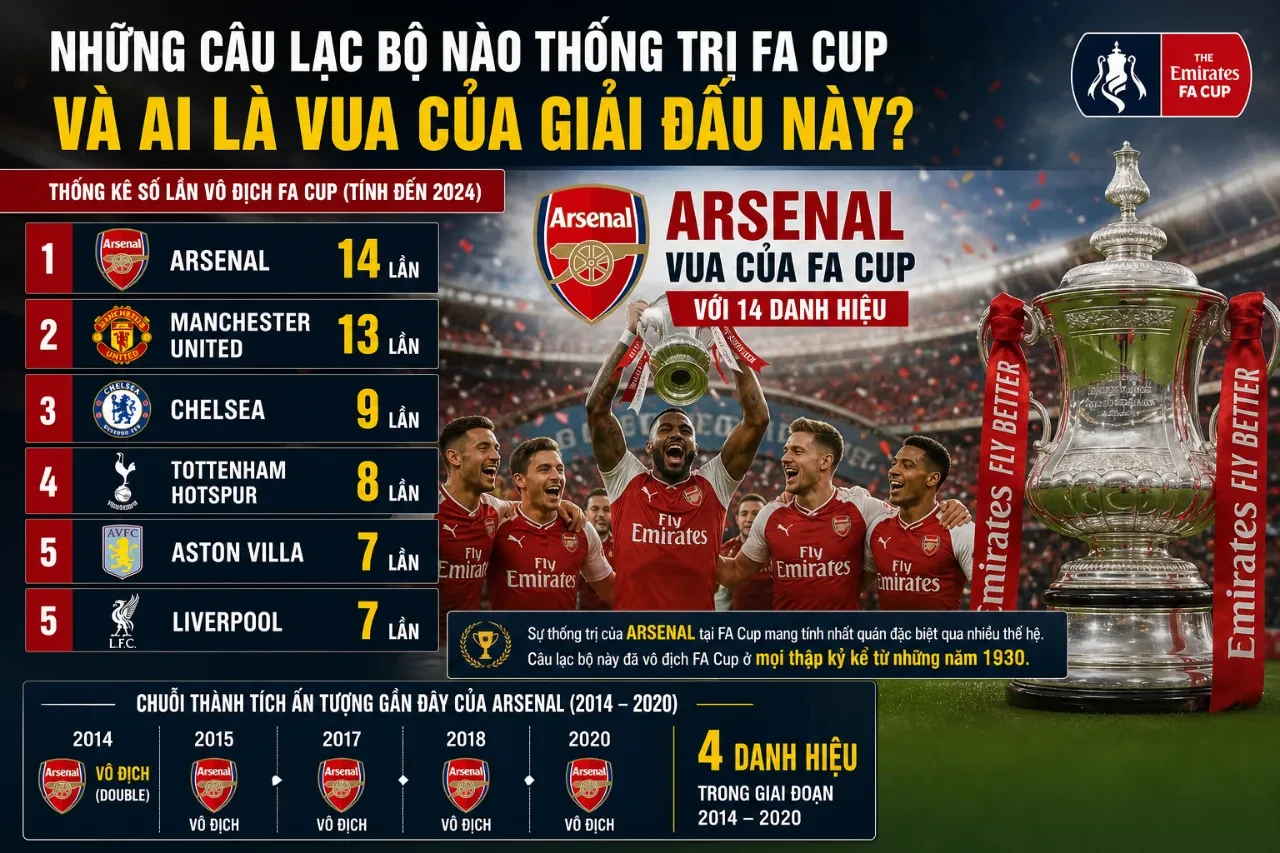 Những câu lạc bộ thống trị FA Cup qua các thập kỷ