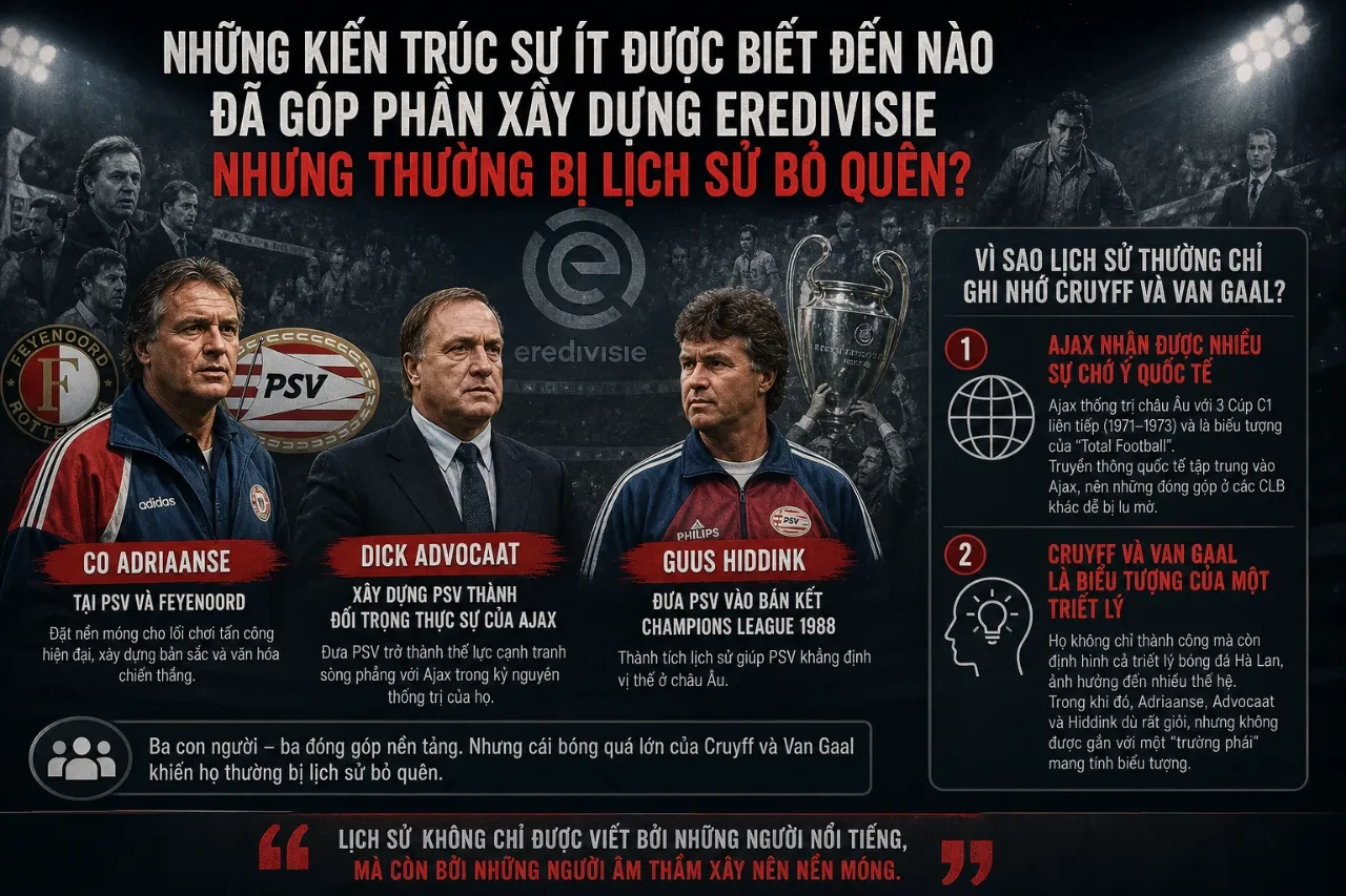 Những Huyền Thoại và Kiến Trúc Sư Vĩ Đại Đã Định Hình Eredivisie: Từ Cruyff Đến Van Gaal