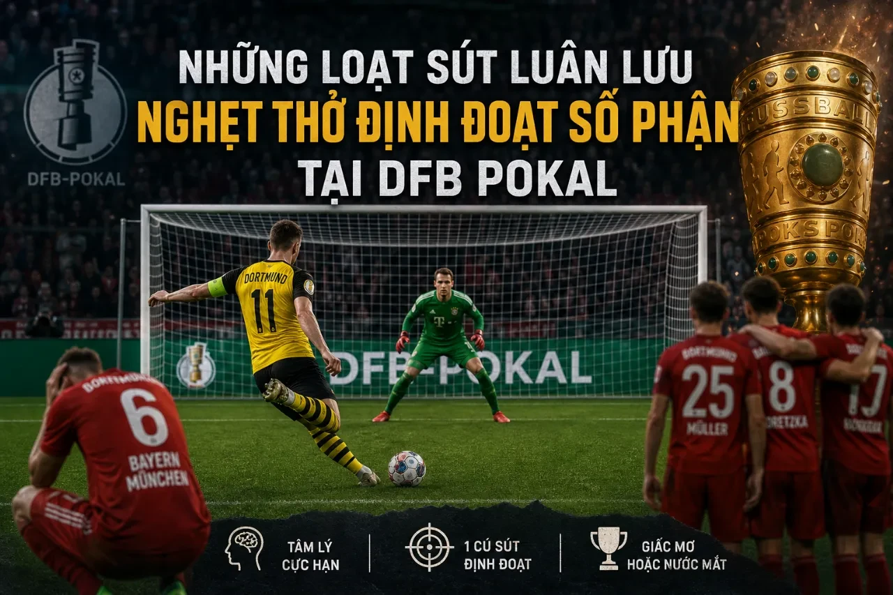 Thủ môn tập trung cao độ chuẩn bị cản phá cú sút phạt đền đầy căng thẳng