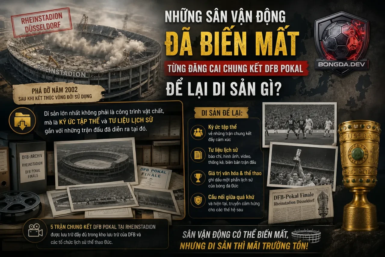 Di tích và mô hình kỷ niệm của một đấu trường bóng đá cũ từng chứng kiến lịch sử