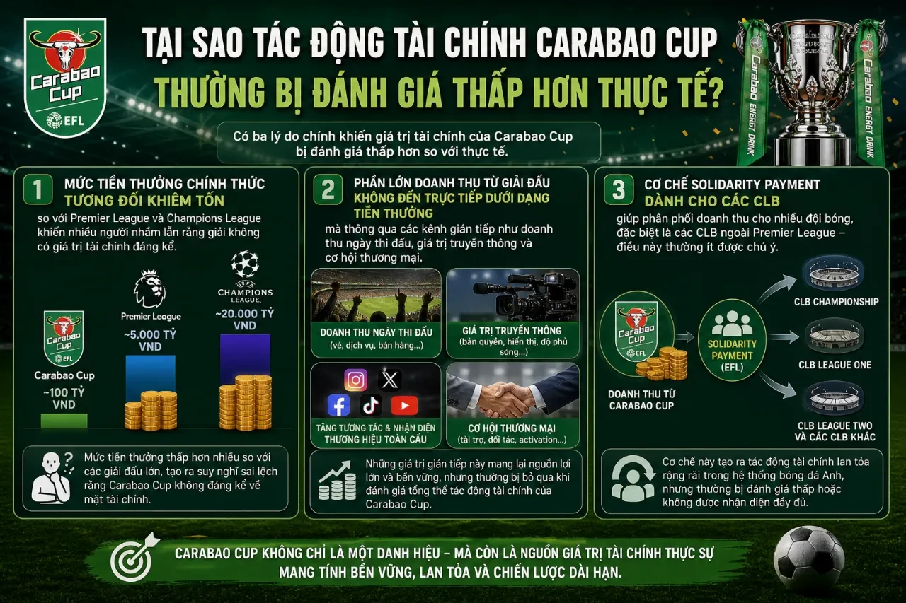 Bảng hiệu tài trợ Carabao Cup xuất hiện trên đường biên sân vận động trong ngày thi đấu cúp tại Anh