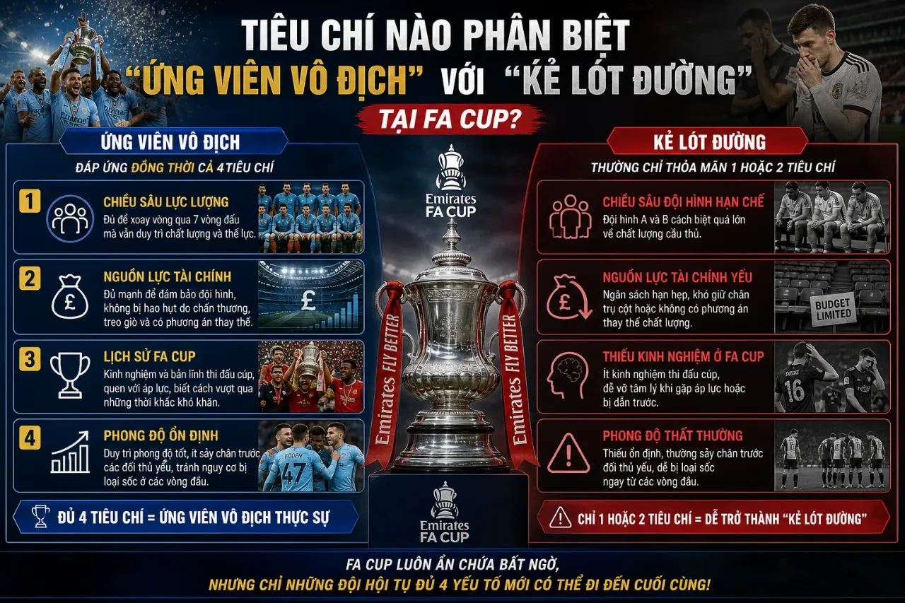 Các tiêu chí đánh giá năng lực cạnh tranh của đội bóng tại FA Cup