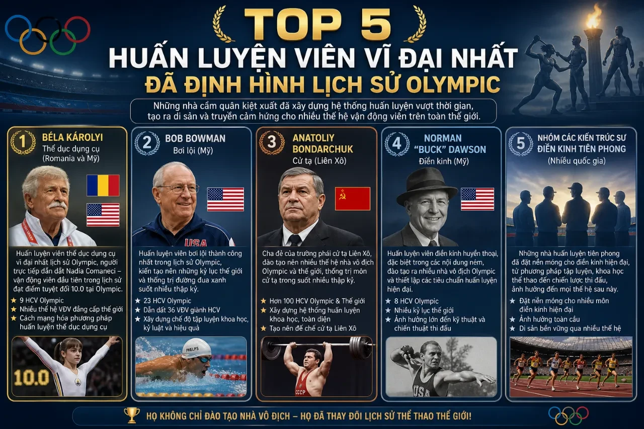 Top 10 Huyền Thoại và Huấn Luyện Viên Vĩ Đại Nhất Tại Olympic – Những Tượng Đài Bất Tử Của Thể Thao Thế Giới