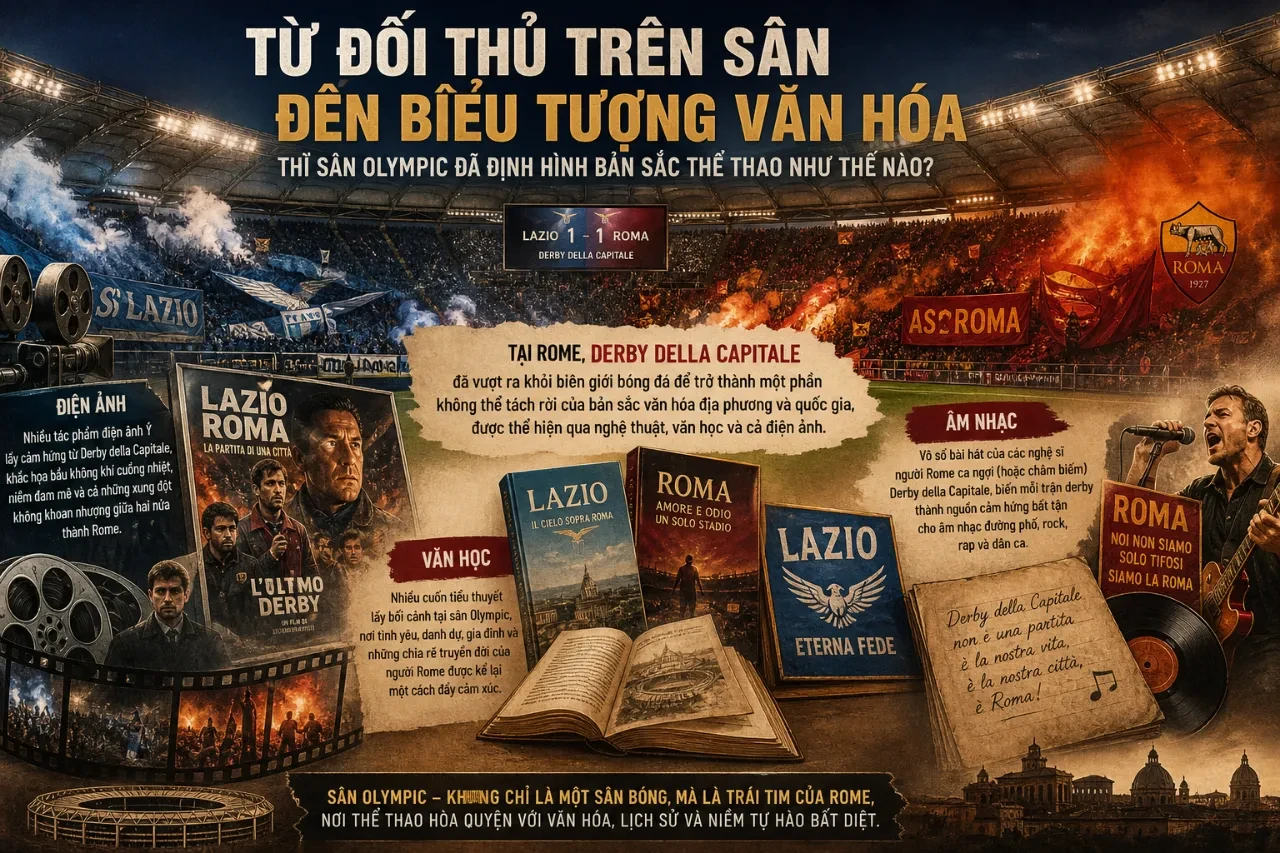Khung cảnh khán đài rực cháy pháo sáng đan xen khói màu rực rỡ từ hội cổ động viên