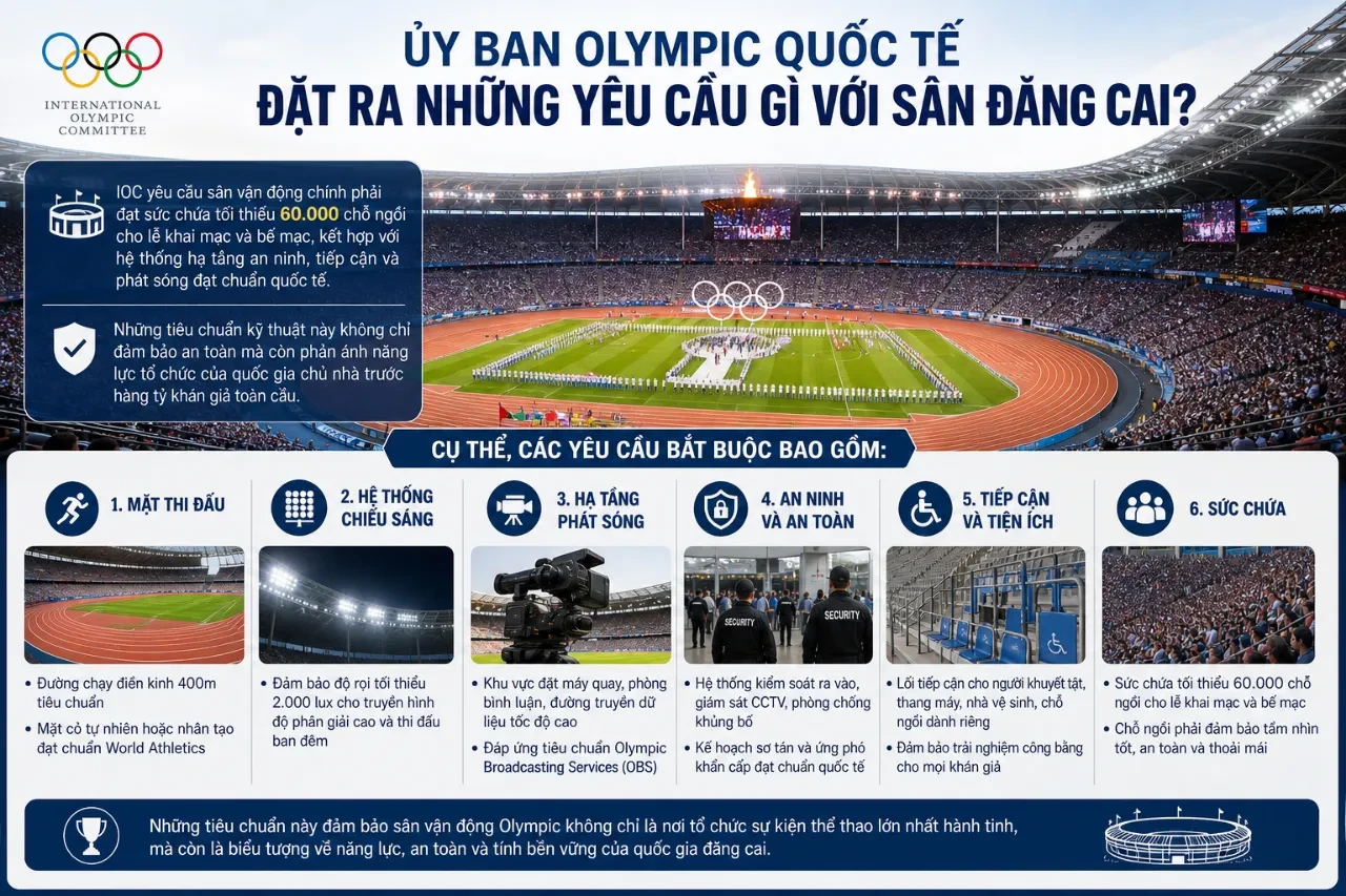 Quang cảnh cuộc họp và các tiêu chí hạ tầng kỹ thuật nghiêm ngặt do Ủy ban Olympic Quốc tế quy định