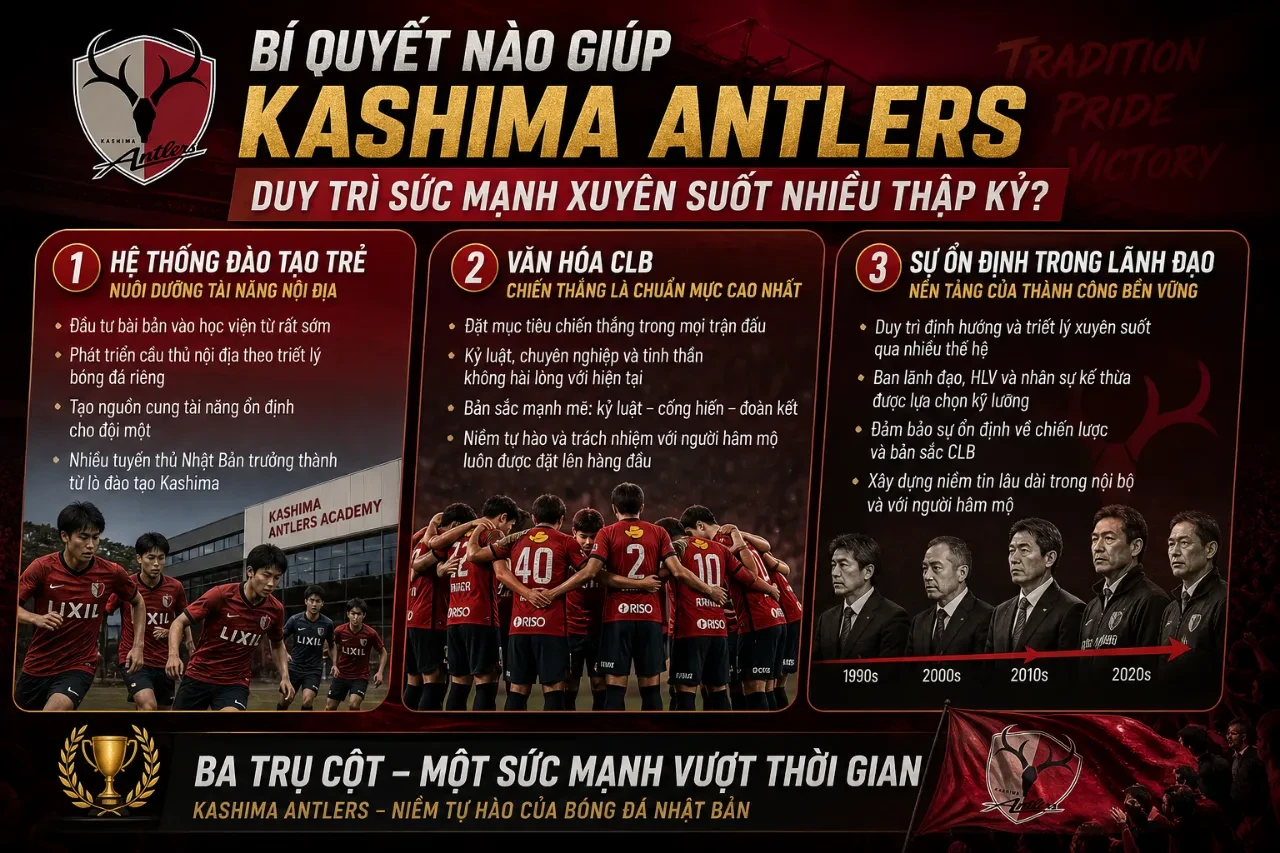 Hệ thống cơ sở vật chất và sân tập chuyên nghiệp của câu lạc bộ Kashima Antlers