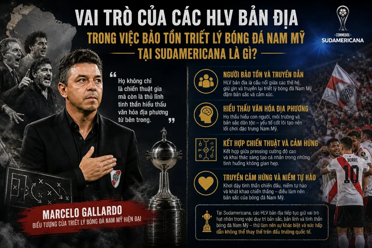 Huấn luyện viên bản địa Nam Mỹ đứng ngoài đường biên chỉ đạo chiến thuật cho các cầu thủ